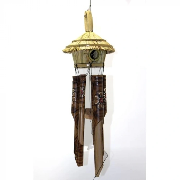 Hasır Kuş Yuvalı Bambu Çan 50 cm