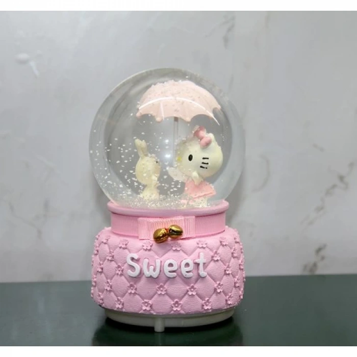 Hello Kitty Işıklı Müzikli Kar Küresi Orta Boy Model 2