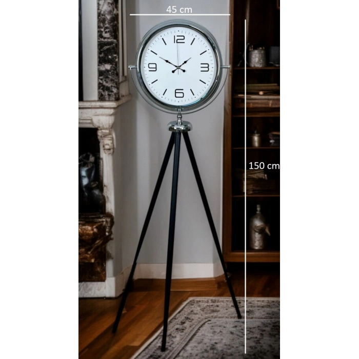 Krom Sade & Şık Tripod Ayaklı Saat