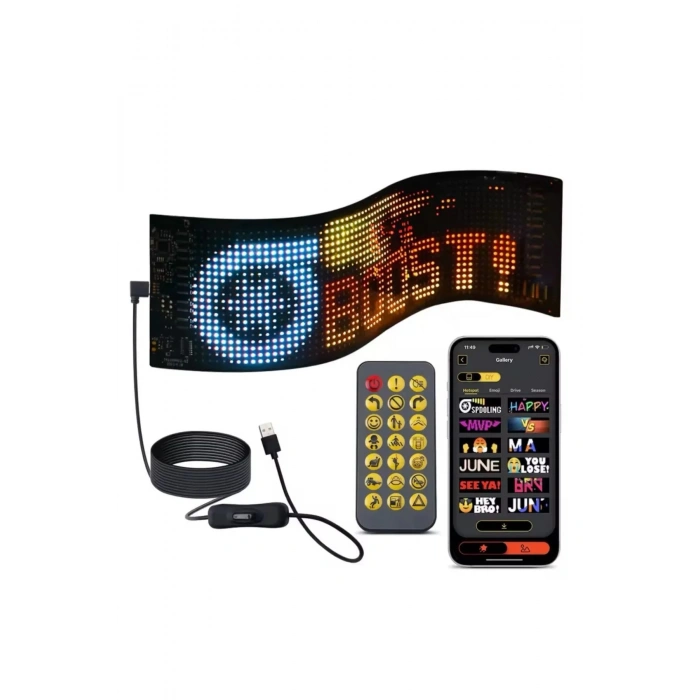 Led Panel Cama Yapışan Telefon Kontrollü Led Ekran Panel 16*64 Led Sayısı