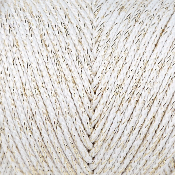 Loren Soft Star Makrome İpi Sarı Simli Krem RM103