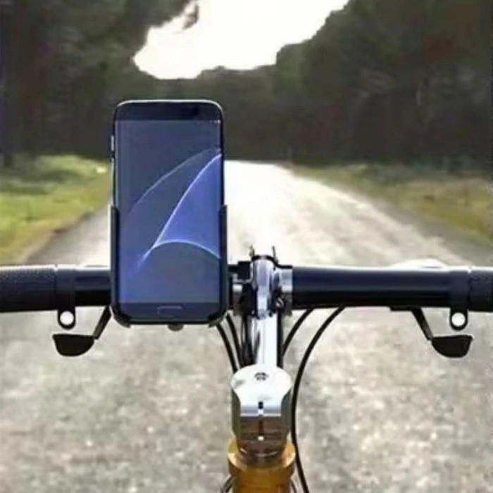Motosiklet Gidon Telefon Tutucu–360° Döner, Kaymaz Sabitleme Sistemli, Sarsıntı Önleyici Telefon Tutucu Aparat
