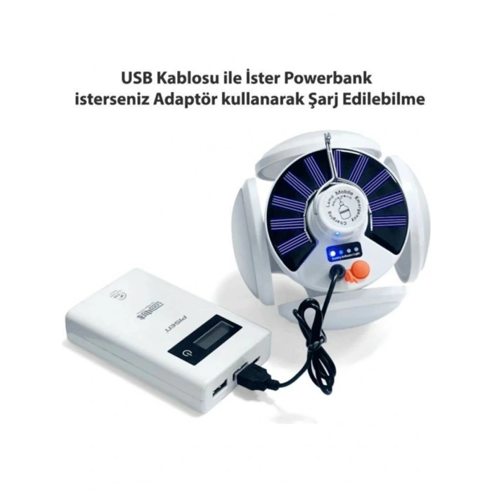 P-038 Solar Güneş Enerji Ve Usb Sarjli 5 Kanatlı