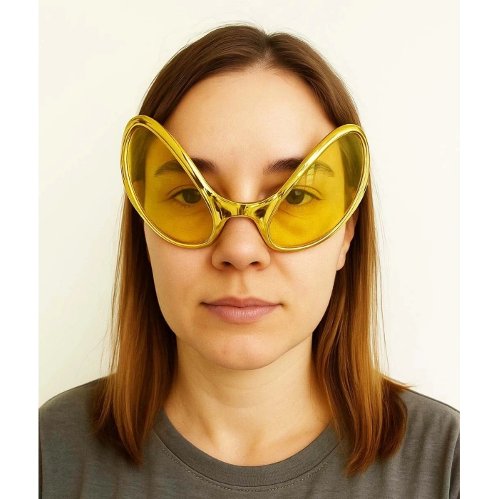 Retro Gözlük - 80 Li 90 Lı Yıllar Parti Gözlüğü Gold Renk 8x13 Cm