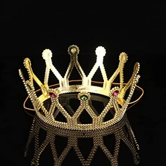 Rönesans Kostümlü Kraliyet Ortaçağ Altın Gold Kraliçe Prenses Tacı
