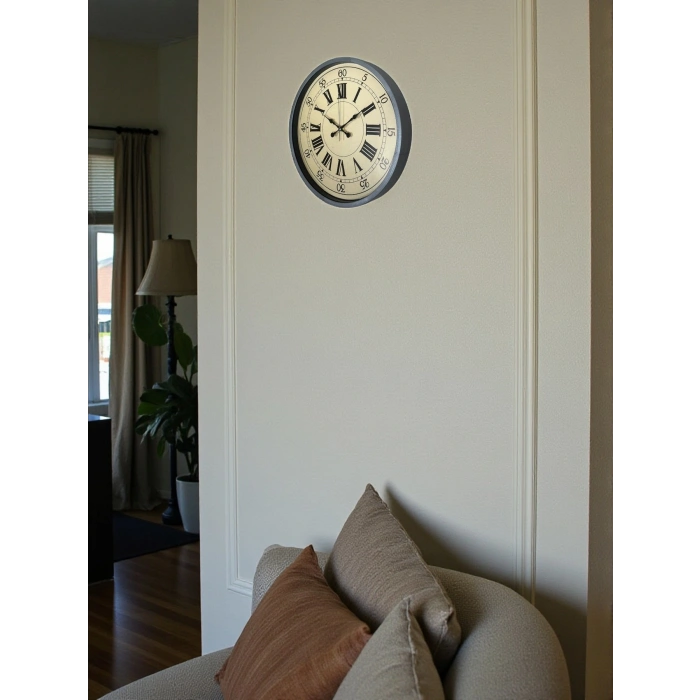 Zentime 36 Cm Gri Dekoratif Duvar Saati