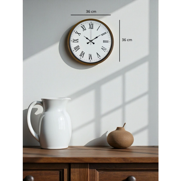 Zentime 36 Cm Kahverengi Dekoratif Duvar Saati