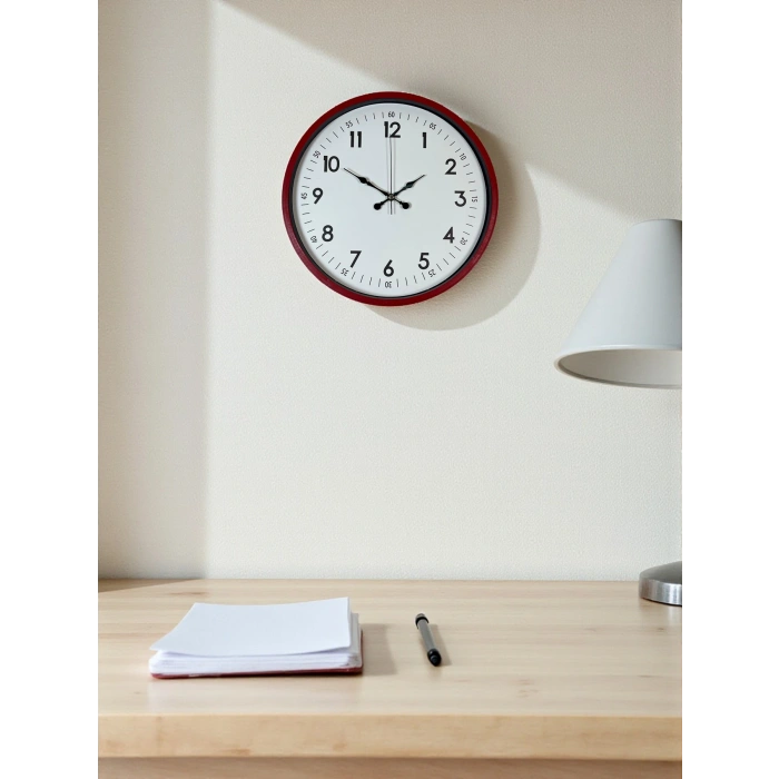 Zentime 36 Cm Kırmızı Dekoratif Duvar Saati