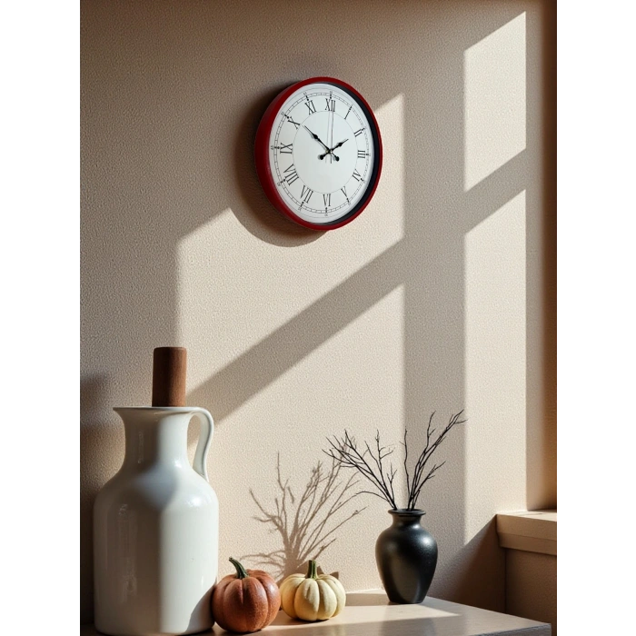 Zentime 36 Cm Kırmızı Dekoratif Duvar Saati