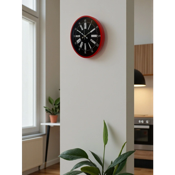 Zentime 36 Cm Kırmızı Dekoratif Duvar Saati