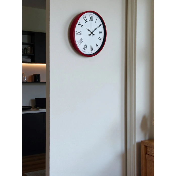Zentime 36 Cm Kırmızı Dekoratif Duvar Saati