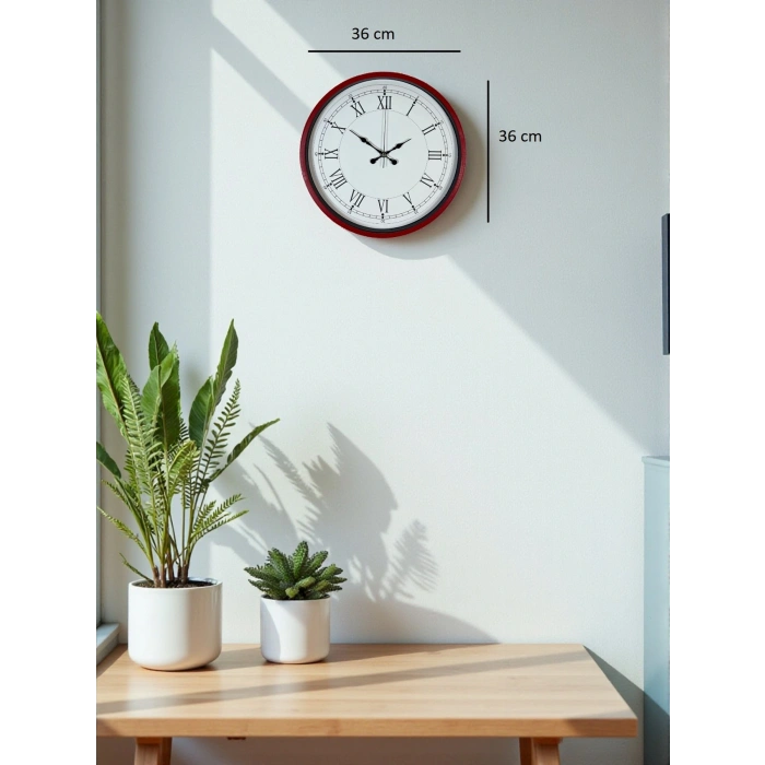 Zentime 36 Cm Kırmızı Dekoratif Duvar Saati