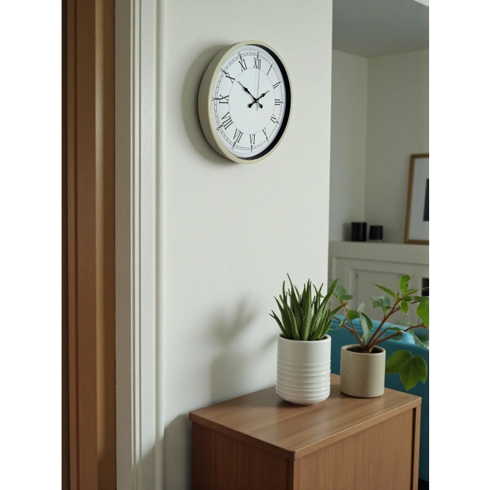 Zentime 36 Cm Krem Dekoratif Duvar Saati