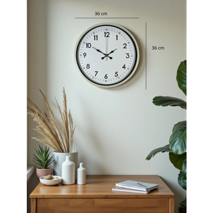 Zentime 36 Cm Krem Dekoratif Duvar Saati