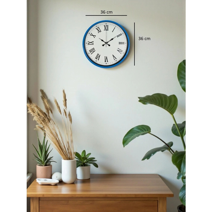 Zentime 36 Cm Mavi Dekoratif Duvar Saati