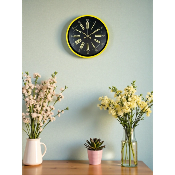 Zentime 36 Cm Sarı Dekoratif Duvar Saati
