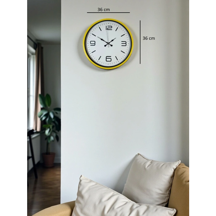 Zentime 36 Cm Sarı Dekoratif Duvar Saati