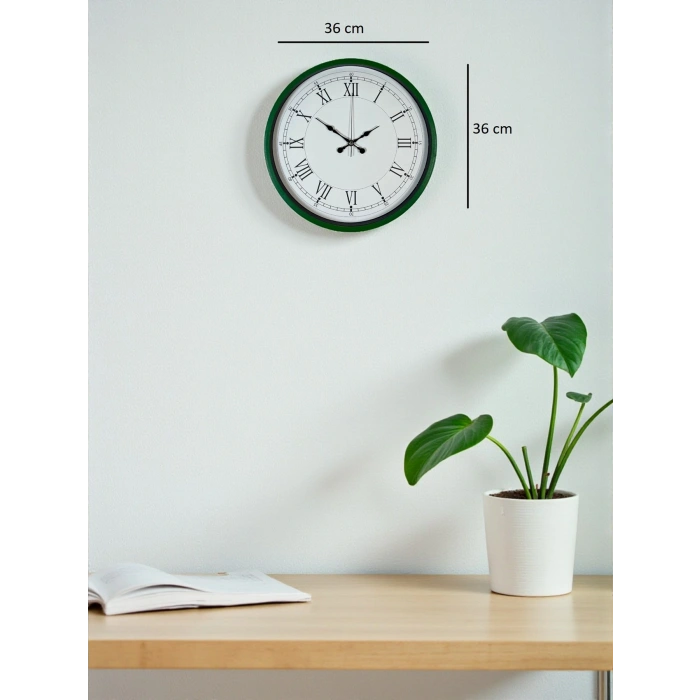Zentime 36 Cm Yeşil Dekoratif Duvar Saati