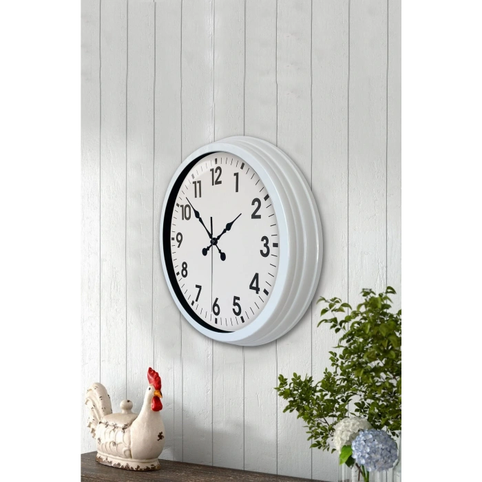 Zentime 40 Cm Metal Beyaz Klasik Duvar Saati