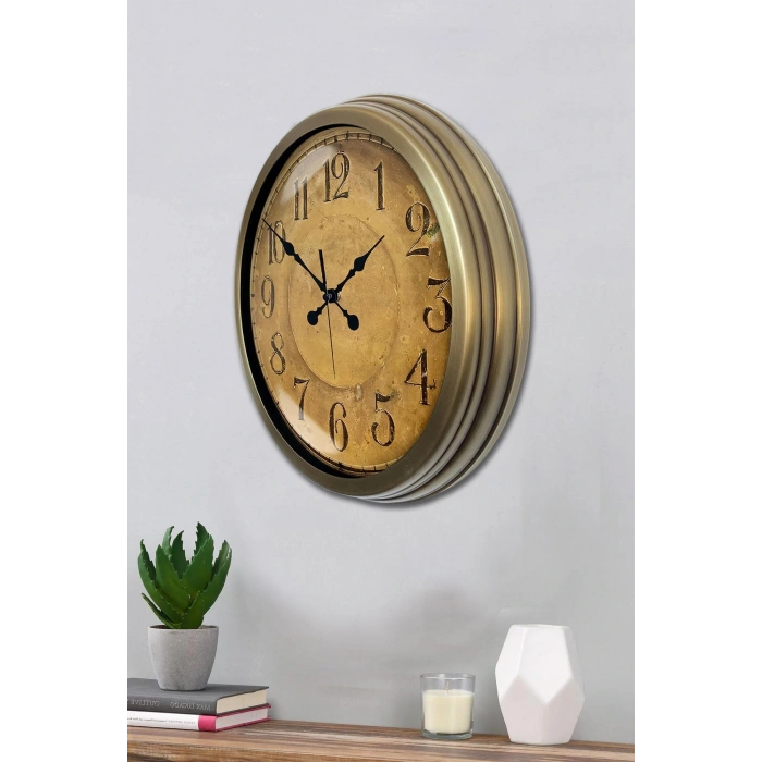 Zentime Bronz Nostalji 40 Cm Metal Eskitme Duvar Saati