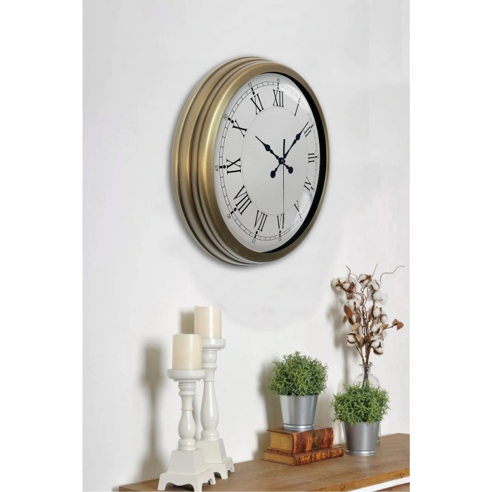 Zentime Retro Modern Roma Rakamlı 40 Cm Metal Duvar Saati