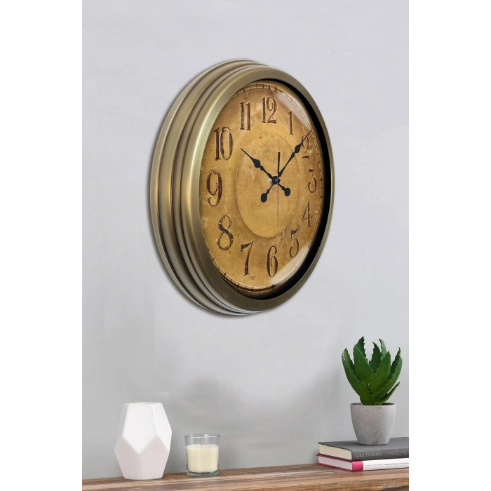 Zentime Bronz Nostalji 40 Cm Metal Eskitme Duvar Saati