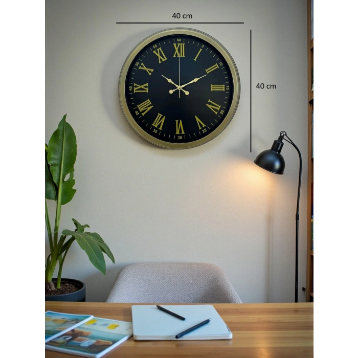 Zentime 40 Cm Metal Vintage Roma Rakamlı Duvar Saati