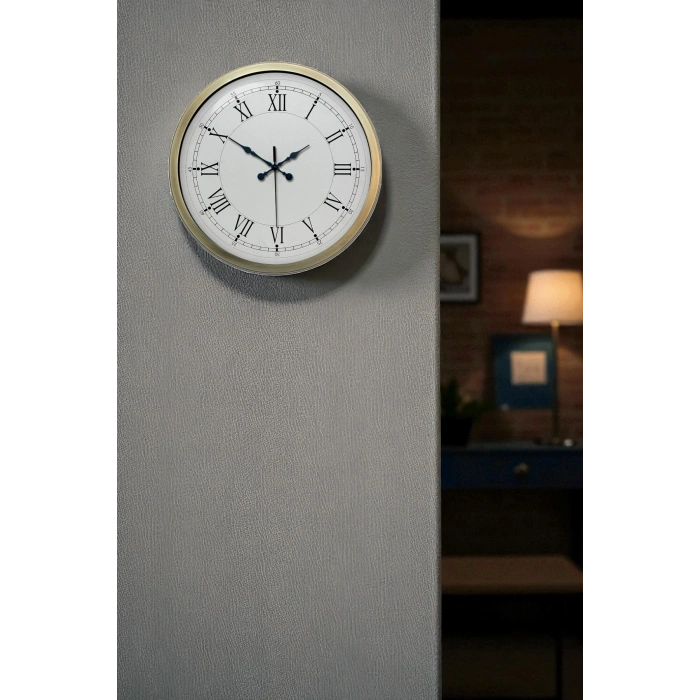 Zentime Retro Modern Roma Rakamlı 40 Cm Metal Duvar Saati