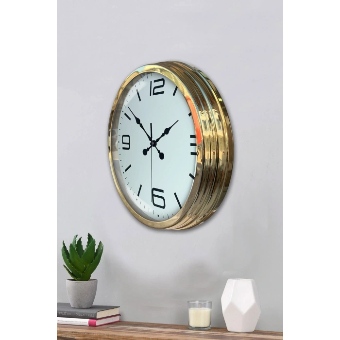 Zentime Gold Lüks 40 Cm Metal Modern Duvar Saati