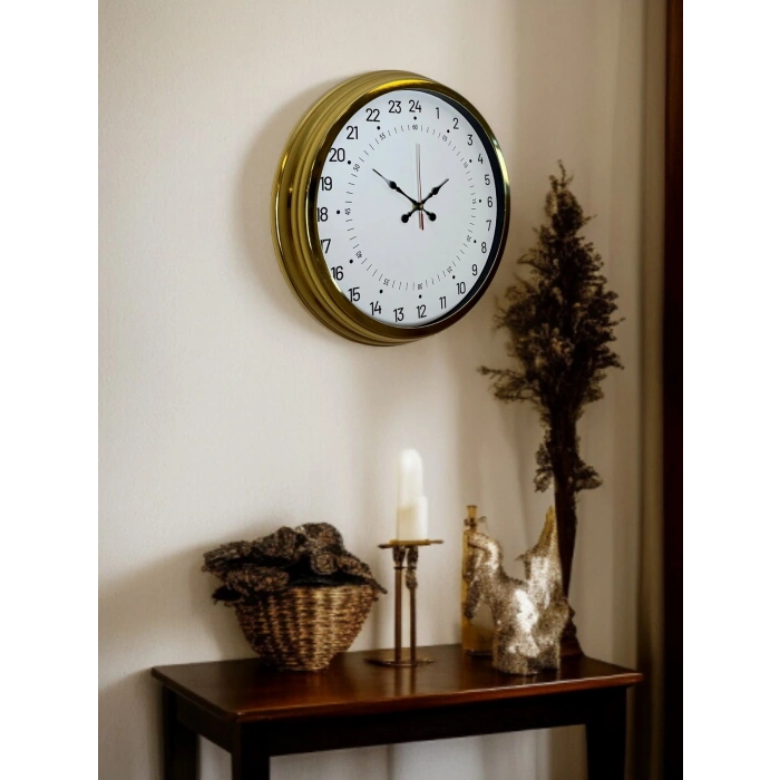 Zentime Gold 40 Cm Metal 24 Saat Göstergeli Özel Tasarım Duvar Saati