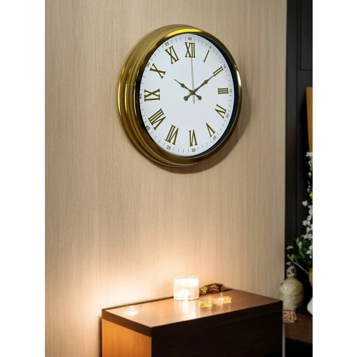 Zentime Royal White Gold 40 Cm Metal Duvar Saati