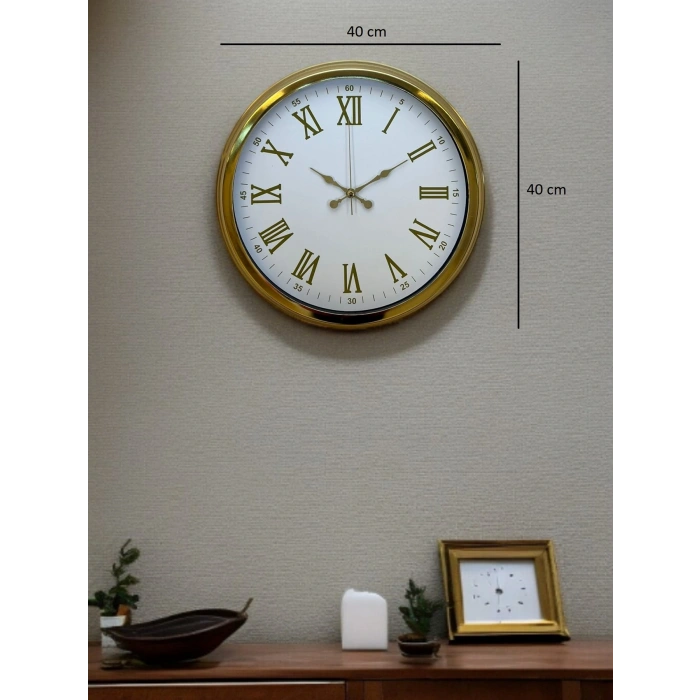 Zentime Royal White Gold 40 Cm Metal Duvar Saati