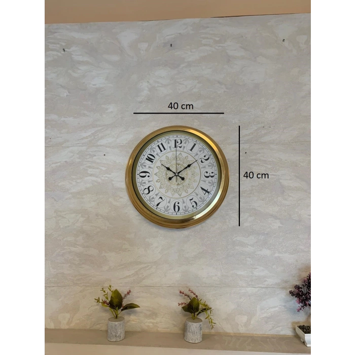 Zentime Gold Zarif 40 Cm Metal Duvar Saati