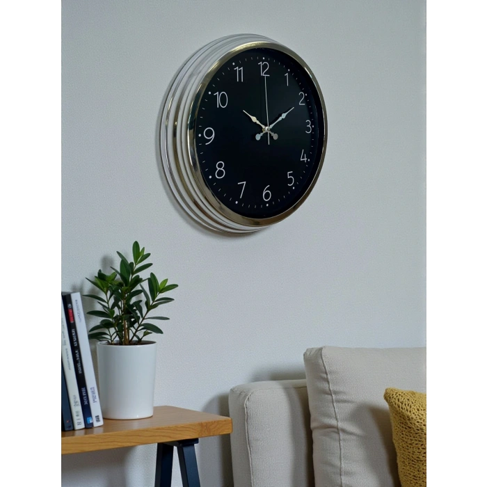 Zentime Dekoratif Ve Şık 40 Cm Krom Metal Duvar Saati