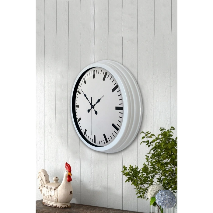 Zentime 40 Cm Metal  Beyaz Modern Duvar Saati