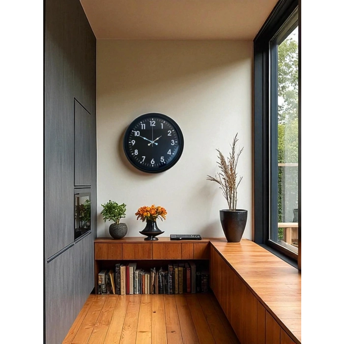 Zentime 40 Cm Siyah Şık Duvar Saati