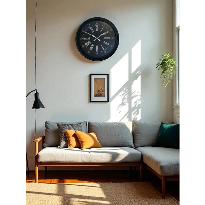 Zentime Black Noble 40 Cm Metal Modern Duvar Saati