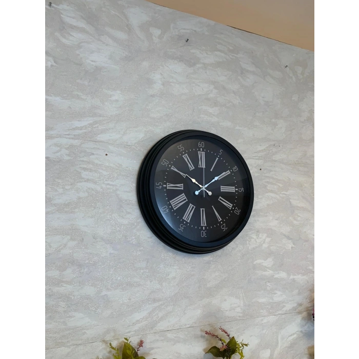 Zentime Black Noble 40 Cm Metal Modern Duvar Saati