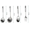 BUFFER® 4lü Çelik Kepçe,Süzgeç,Servis Kaşığı,Spatula Mutfak Yemek Hazırlama Servis Seti