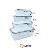 BUFFER® 4lü İç İçe Sızdırmaz Contalı Kilitli Kapaklı Plastik Erzak Saklama Kapları LC315