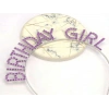 Mor Renk Kristal Taşlı Parlak Birthday Girl Yazılı Taç 16x17 Cm