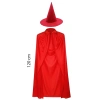 Yetişkin Boy 120 Cm Kırmızı Yakalı Pelerin Ve Kırmızı Cadı Şapkası