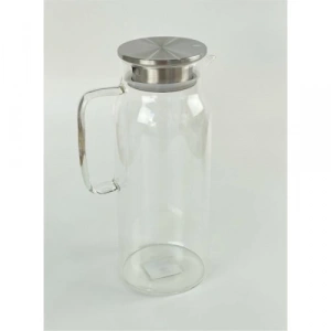 1500 ml Borosilikat Cam Su Sürahisi - Metal Kapaklı ve Isıya Dayanıklı