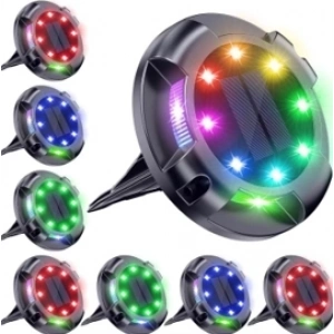 4lü Solar Panelli Kazıklı Zemin Solar Ledi 8+4 Led Rgb