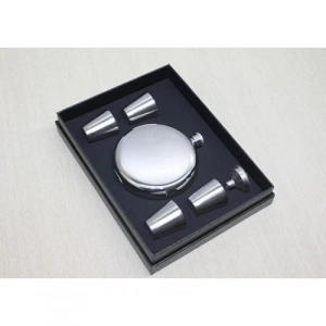 4 Shot Bardaklı Matara Seti Yuvarlak Çelik