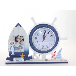 Ahşap Marin Dümenli Çerçeveli Saat Model 1