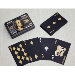 Altın Dolar Tasarımlı Siyah İskambil Oyun Kartı