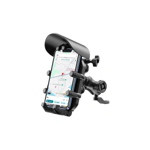 Ayna Bağlantılı Güneş Ve Yağmur Korumalı 360° Derece Ayarlanabilir Motosiklet Telefon Tutucu