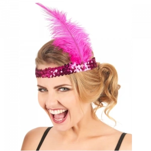 Fuşya Renk Çarliston Saç Bandı