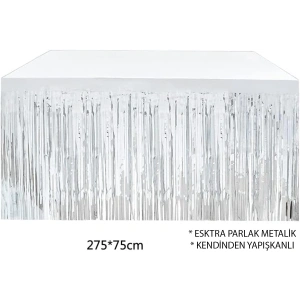 Gümüş Metalize Masa Eteği 275x75 Cm – Kendinden Yapışkanlı
